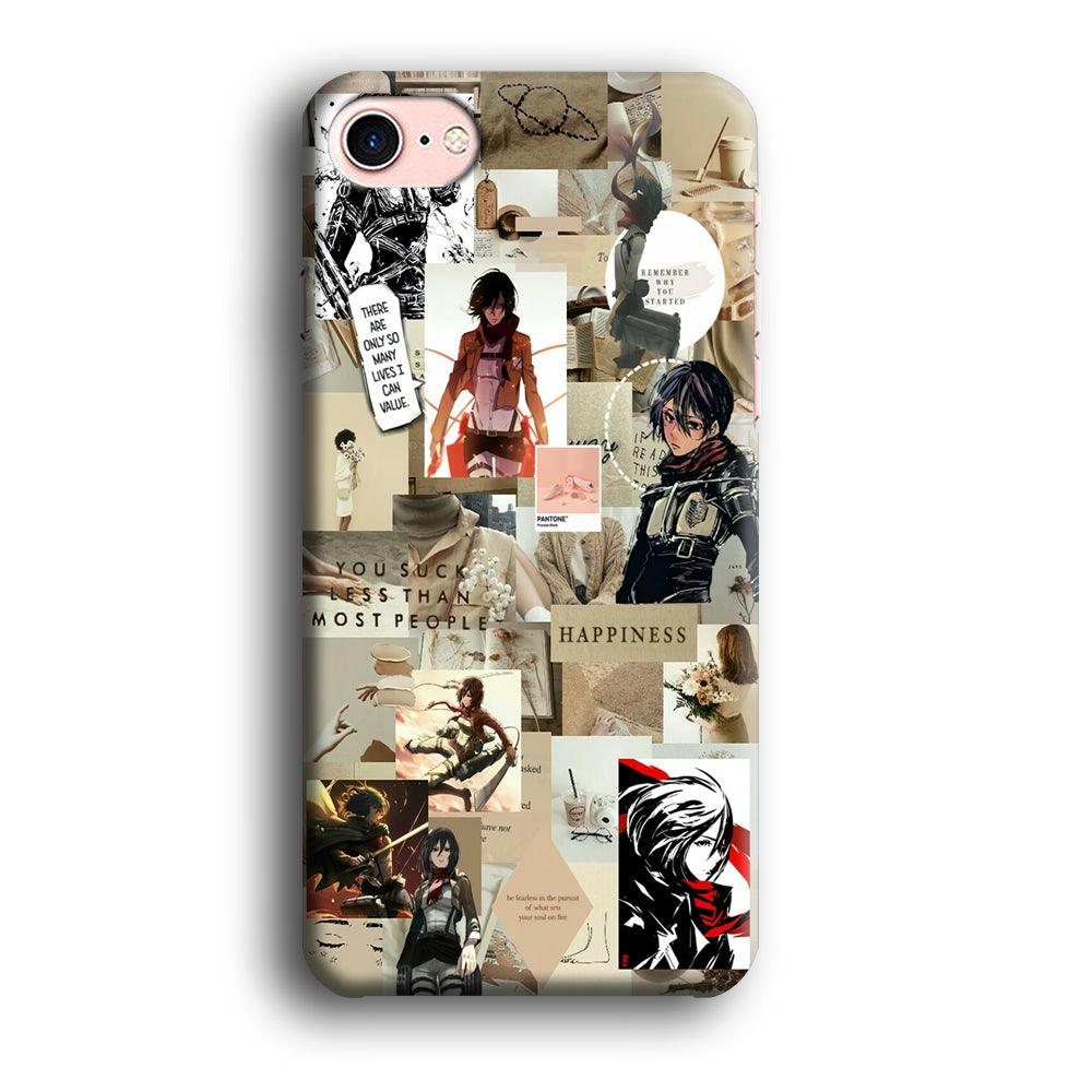 Mikasa Ackerman Aesthetic iPhone SE 2020 Case-Plastic / Full Wrap (3D Case)-Xtracase