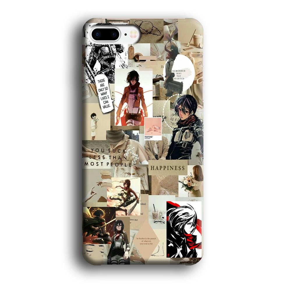 Mikasa Ackerman Aesthetic iPhone 8 Plus Case-Plastic / Full Wrap (3D Case)-Xtracase