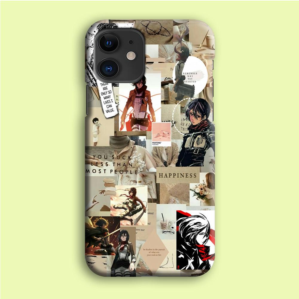 Mikasa Ackerman Aesthetic iPhone 12 Mini Case-Plastic / Full Wrap (3D Case)-Xtracase