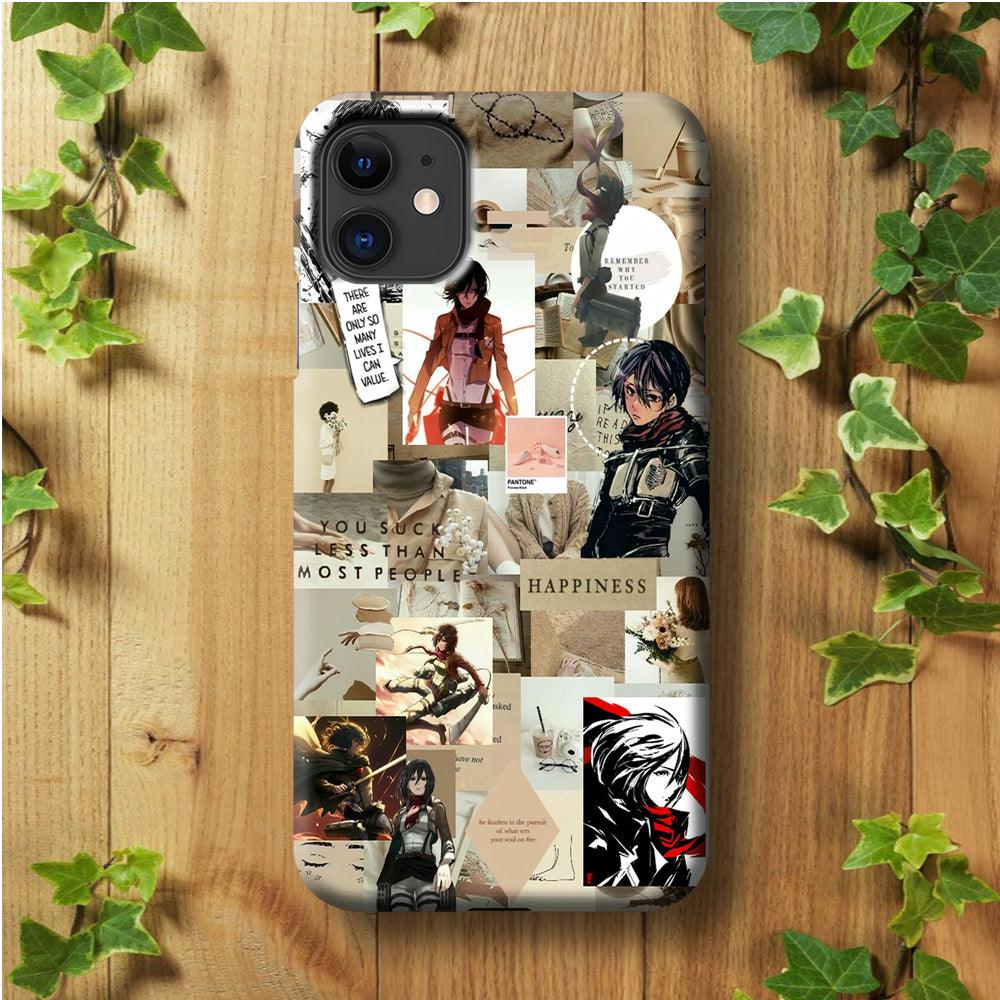 Mikasa Ackerman Aesthetic iPhone 11 Case-Plastic / Full Wrap (3D Case)-Xtracase