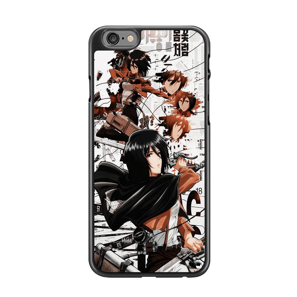 Mikasa Ackerman Shingeki no Kyojin iPhone 6 | 6s Case-Rubber / Black (2D Case)-Xtracase