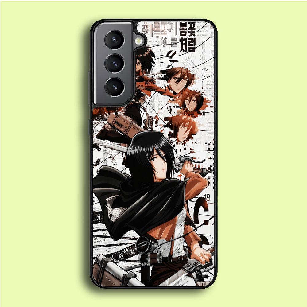 Mikasa Ackerman Aesthetic Samsung Galaxy S21 Plus Case-Rubber / Black (2D Case)-Xtracase