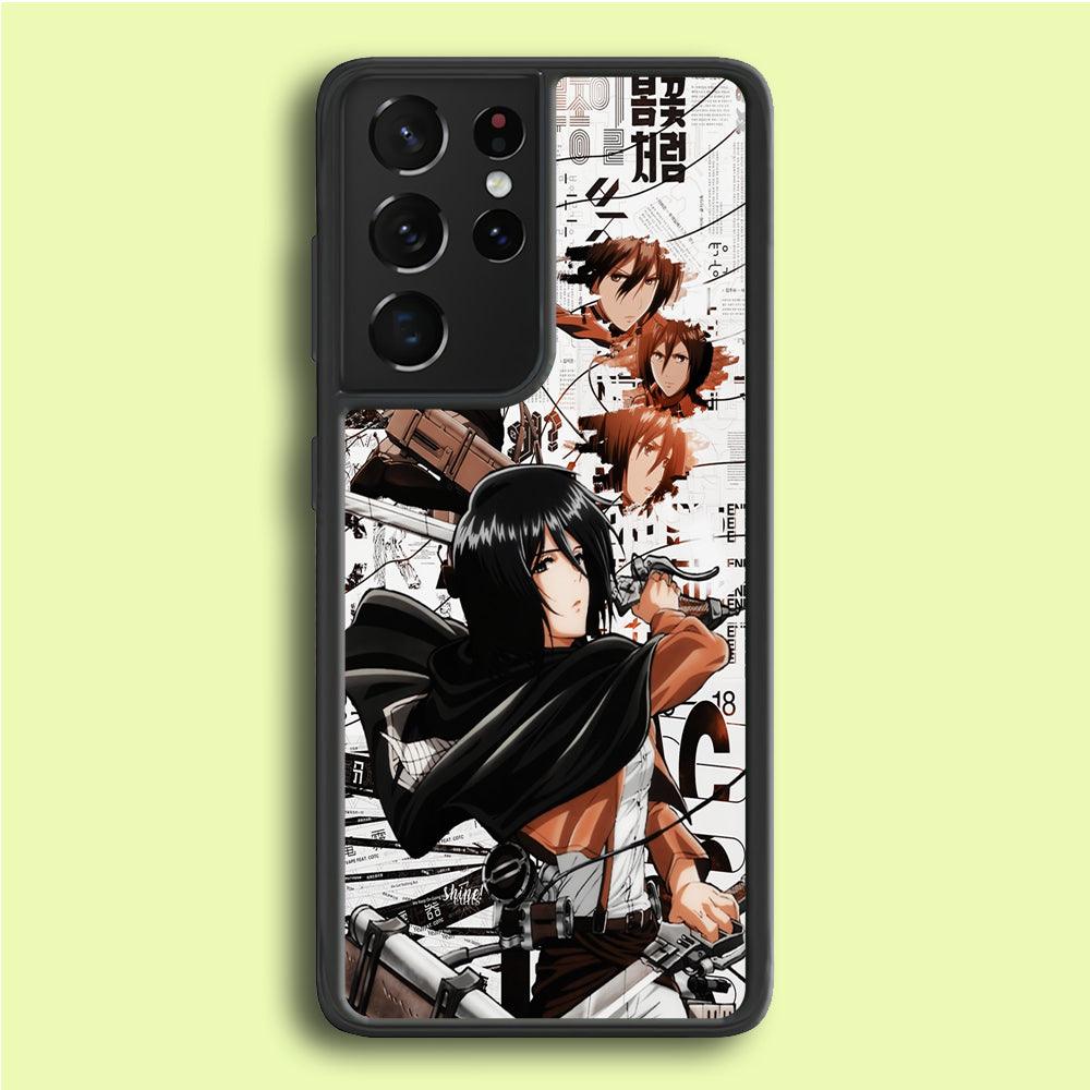 Mikasa Ackerman Shingeki no Kyojin Samsung Galaxy S25 Ultra Case-Rubber / Black (2D Case)-Xtracase