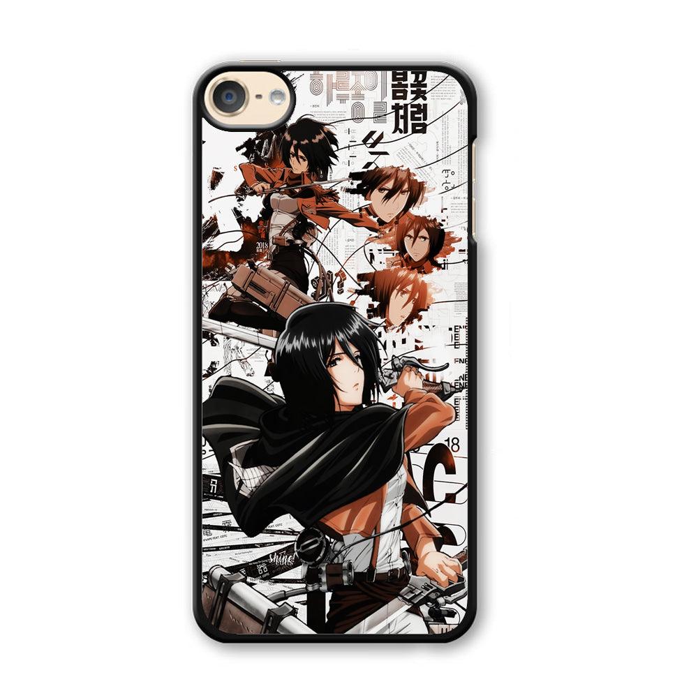 Mikasa Ackerman Shingeki no Kyojin iPod Touch 6 Case-Plastic / White (2D Case)-Xtracase