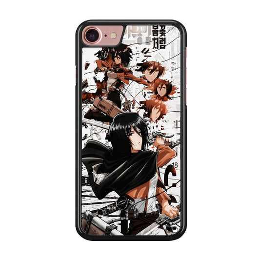 Mikasa Ackerman Shingeki no Kyojin iPhone SE 2020 Case-Rubber / Black (2D Case)-Xtracase