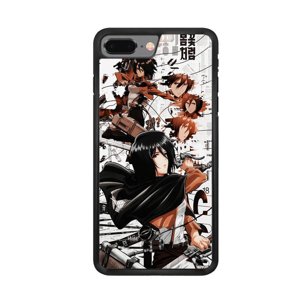 Mikasa Ackerman Shingeki no Kyojin iPhone 7 Plus Case-Rubber / Black (2D Case)-Xtracase