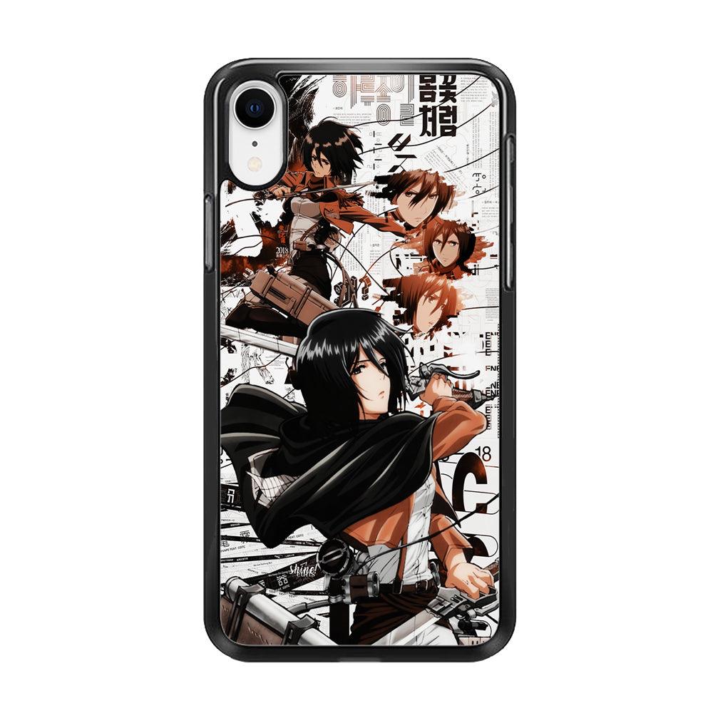 Mikasa Ackerman Shingeki no Kyojin iPhone XR Case-Rubber / Black (2D Case)-Xtracase