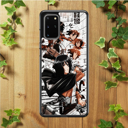 Mikasa Ackerman Shingeki no Kyojin Samsung Galaxy S20 Plus Case-Rubber / White (2D Case)-Xtracase