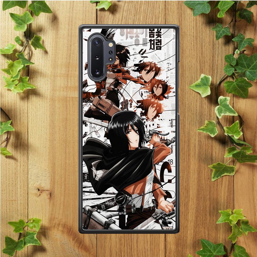 Mikasa Ackerman Shingeki no Kyojin Samsung Galaxy Note 10 Plus Case-Rubber / White (2D Case)-Xtracase