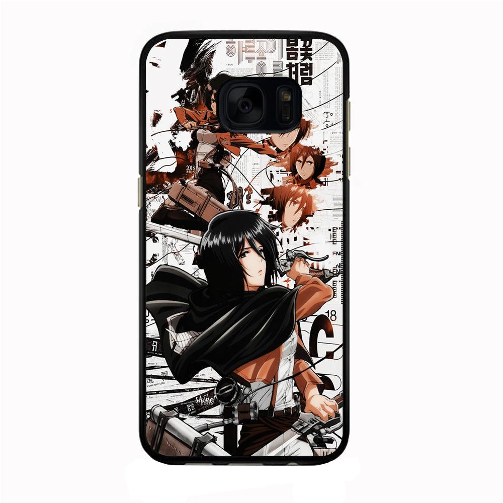 Mikasa Ackerman Shingeki no Kyojin Samsung Galaxy S7 Edge Case-Rubber / Black (2D Case)-Xtracase
