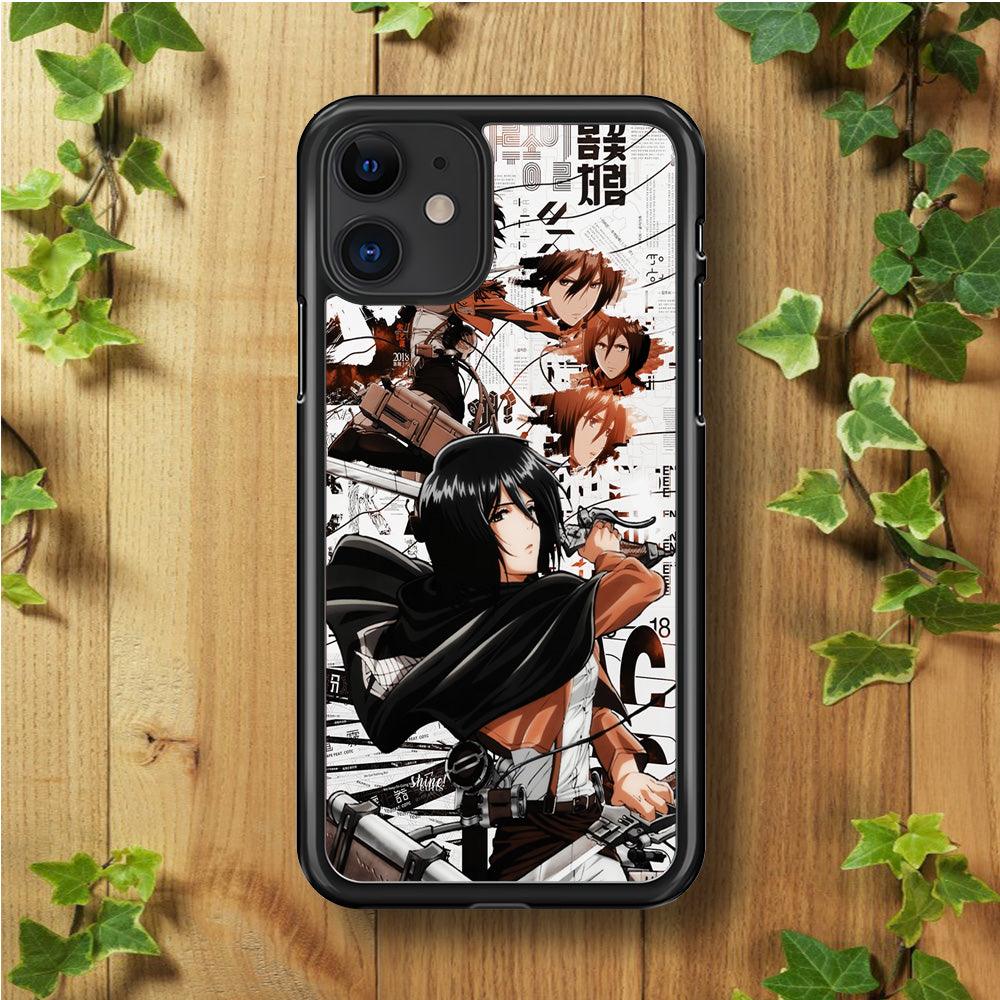 Mikasa Ackerman Shingeki no Kyojin iPhone 11 Case-Rubber / Black (2D Case)-Xtracase