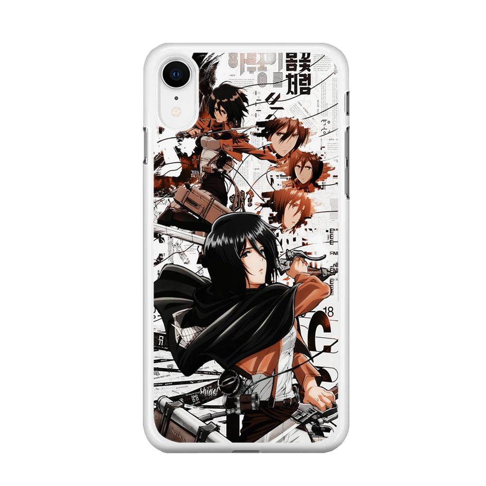 Mikasa Ackerman Shingeki no Kyojin iPhone XR Case-Rubber / White (2D Case)-Xtracase