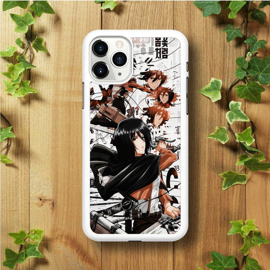 Mikasa Ackerman Shingeki no Kyojin iPhone 11 Pro Case-Rubber / White (2D Case)-Xtracase