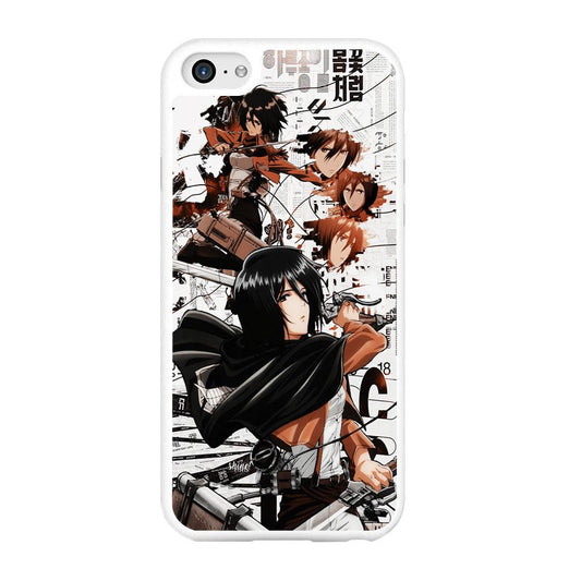 Mikasa Ackerman Shingeki no Kyojin iPhone 6 | 6s Case-Rubber / White (2D Case)-Xtracase