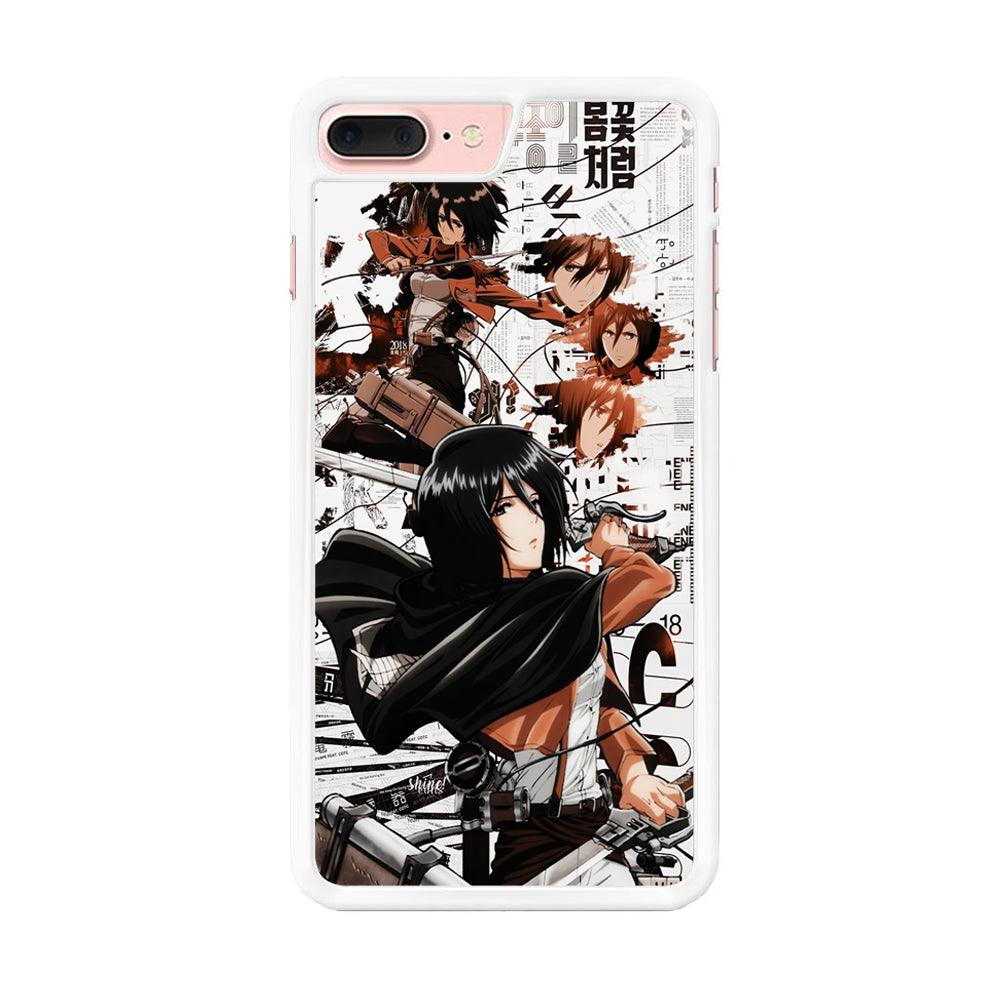 Mikasa Ackerman Shingeki no Kyojin iPhone 7 Plus Case-Rubber / White (2D Case)-Xtracase