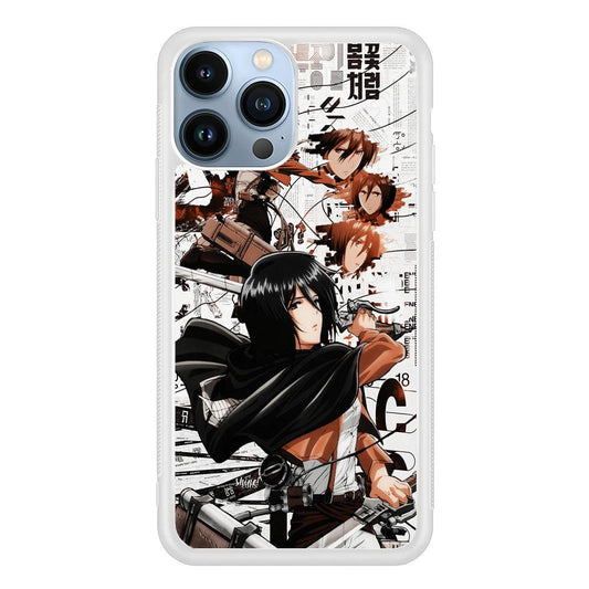 Mikasa Ackerman Shingeki no Kyojin iPhone 13 Pro Max Case-Rubber / White (2D Case)-Xtracase