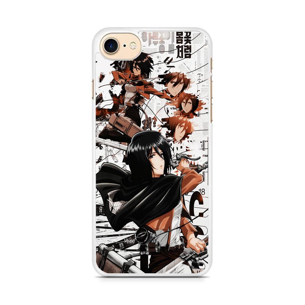 Mikasa Ackerman Shingeki no Kyojin iPhone 8 Case-Rubber / White (2D Case)-Xtracase