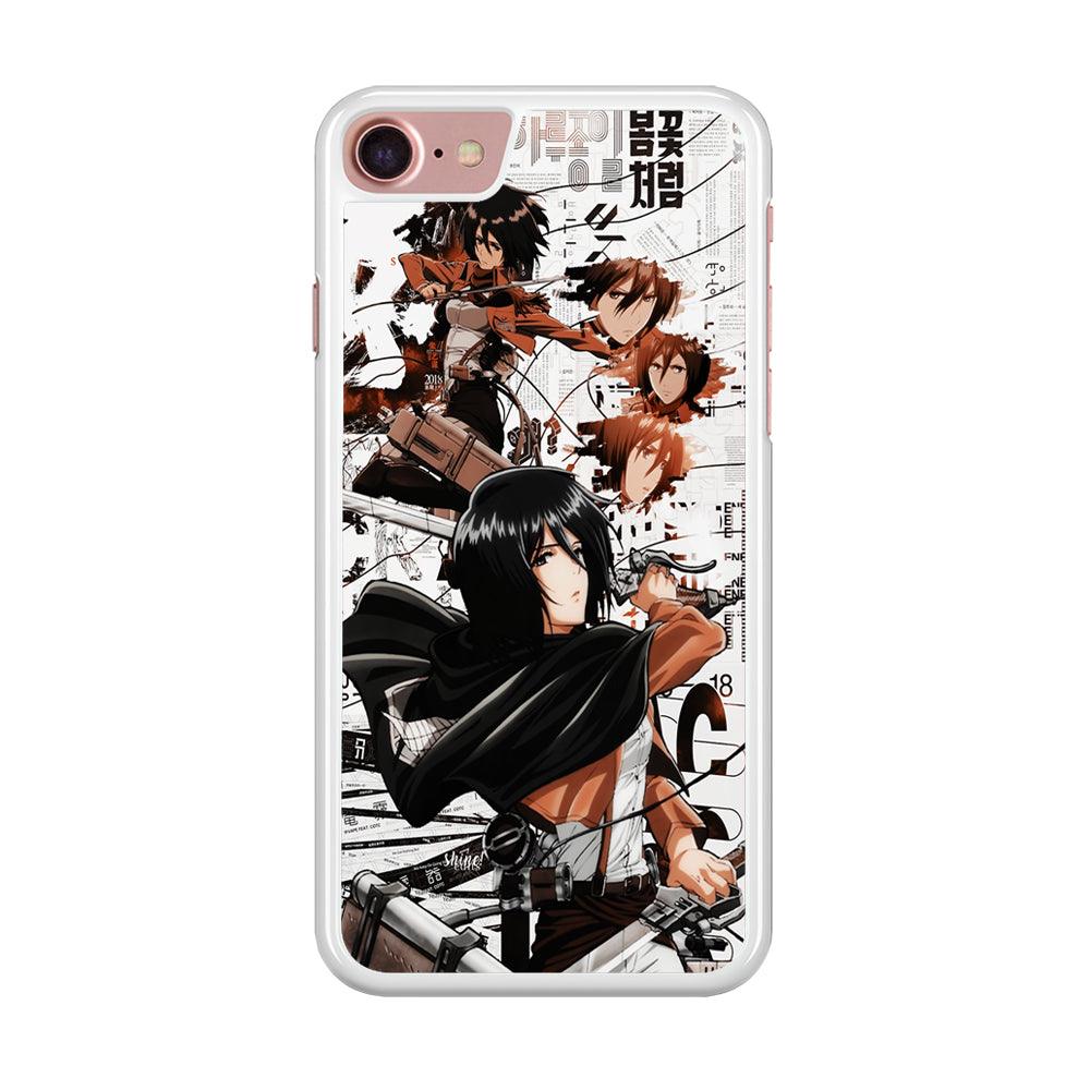 Mikasa Ackerman Shingeki no Kyojin iPhone SE 2020 Case-Rubber / White (2D Case)-Xtracase