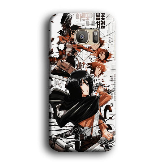 Mikasa Ackerman Shingeki no Kyojin Samsung Galaxy S7 Edge Case-Plastic / Full Wrap (3D Case)-Xtracase