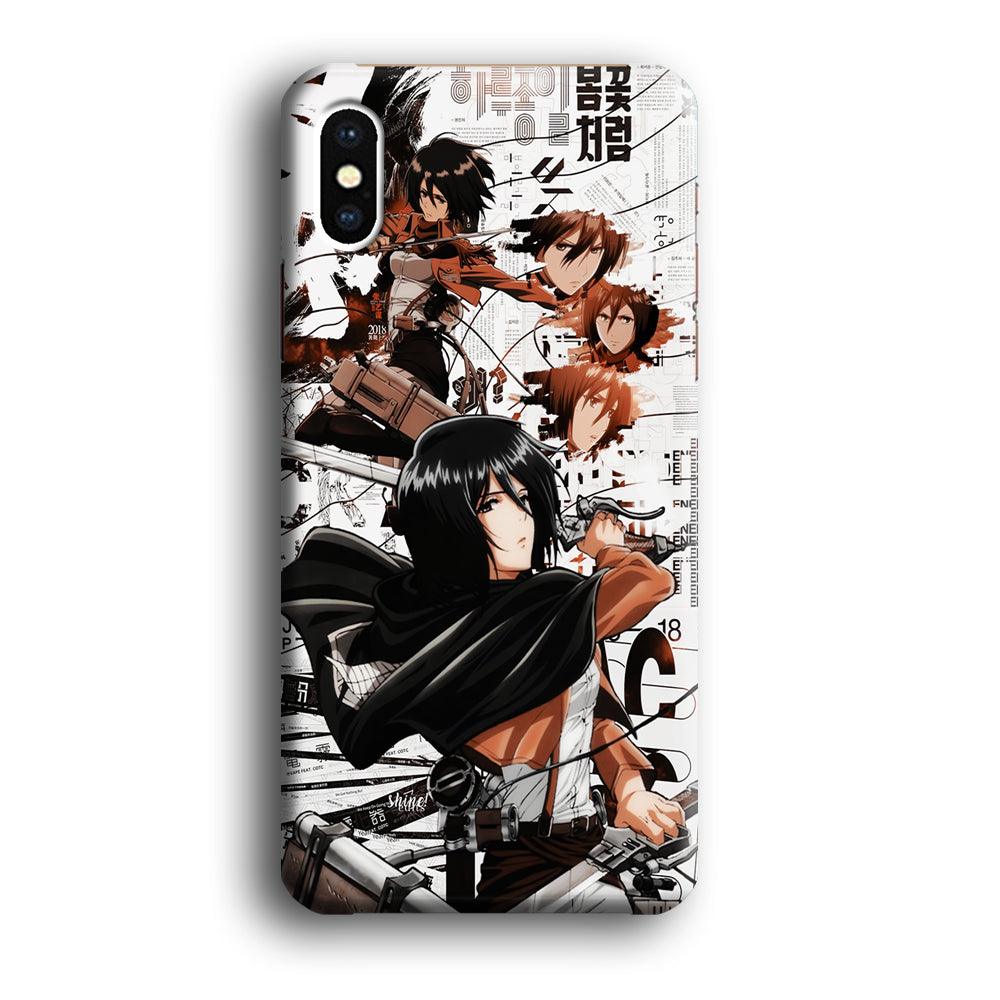 Mikasa Ackerman Shingeki no Kyojin iPhone X Case-Plastic / Full Wrap (3D Case)-Xtracase