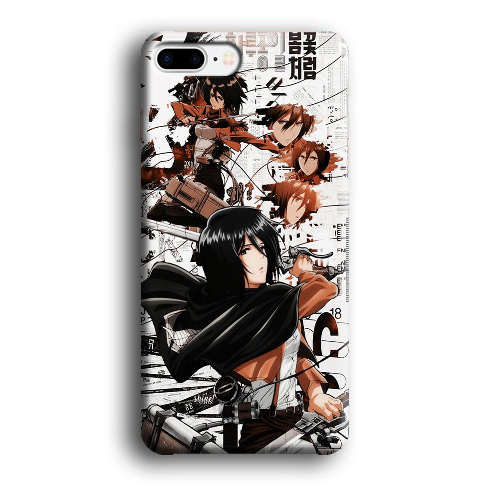 Mikasa Ackerman Shingeki no Kyojin iPhone 8 Plus Case-Plastic / Full Wrap (3D Case)-Xtracase