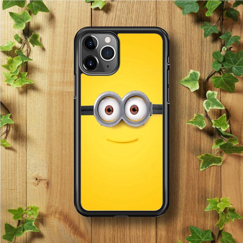 Minion Smiley Face iPhone 11 Pro Case-Rubber / Black (2D Case)-Xtracase