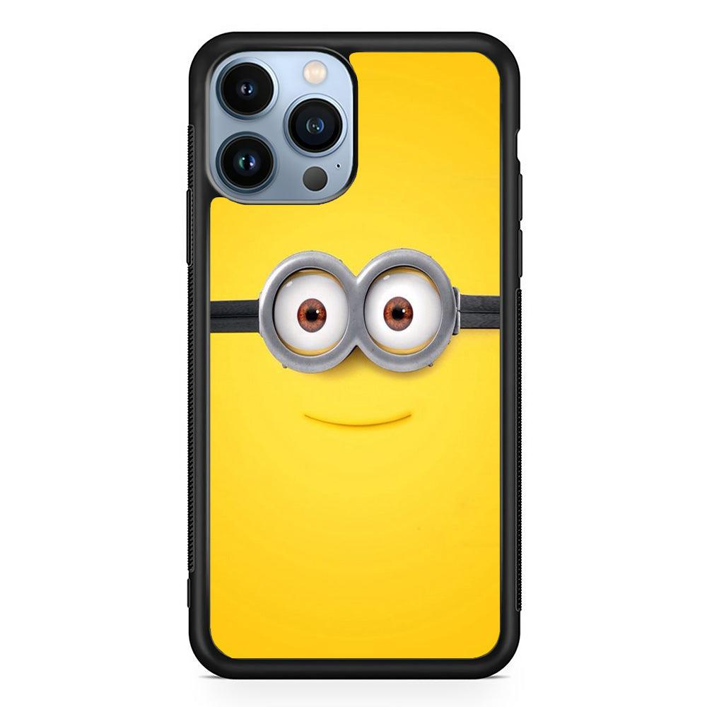 Minion Smiley Face iPhone 13 Pro Case-Rubber / Black (2D Case)-Xtracase