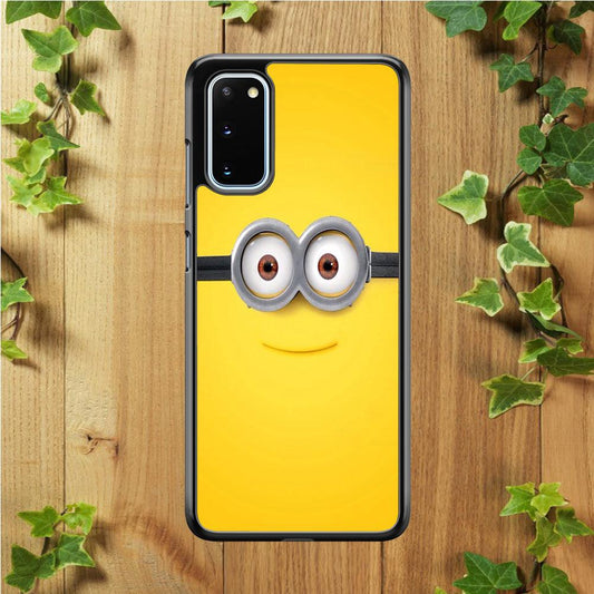 Minion Smiley Face Samsung Galaxy S20 Case-Rubber / Black (2D Case)-Xtracase