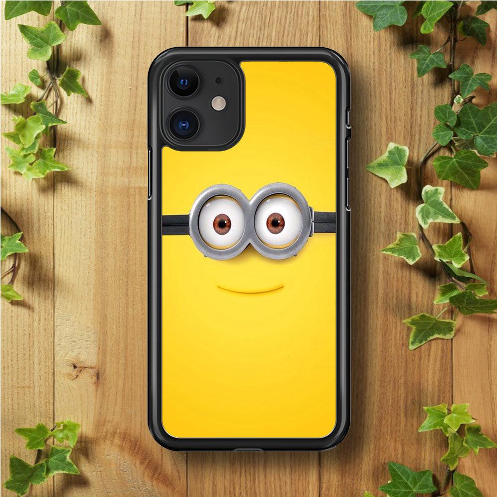 Minion Smiley Face iPhone 11 Case-Rubber / Black (2D Case)-Xtracase