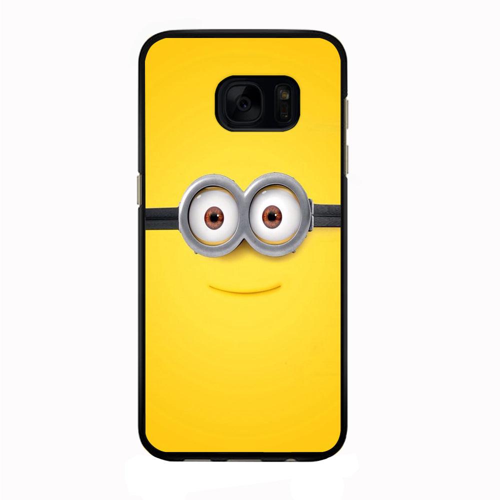 Minion Smiley Face Samsung Galaxy S7 Edge Case-Rubber / Black (2D Case)-Xtracase