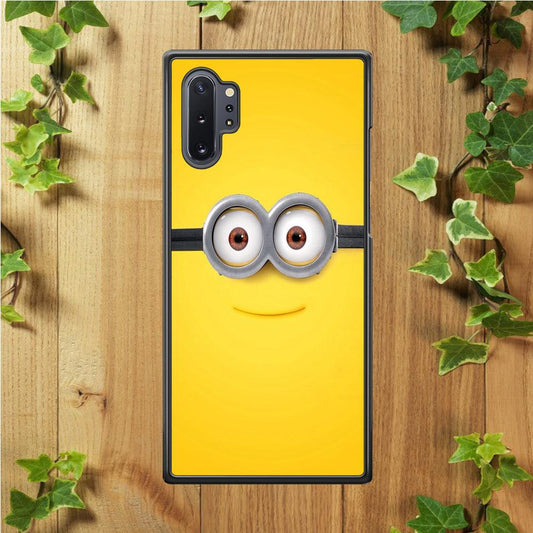 Minion Smiley Face Samsung Galaxy Note 10 Plus Case-Rubber / White (2D Case)-Xtracase