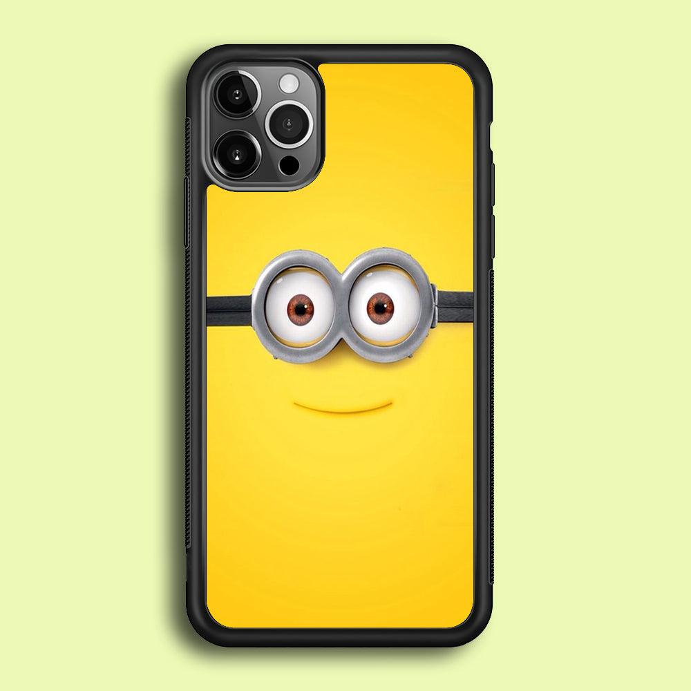 Minion Smiley Face iPhone 12 Pro Case-Rubber / Black (2D Case)-Xtracase