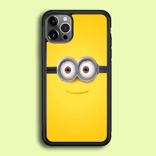 Minion Smiley Face iPhone 12 Pro Case-Rubber / Black (2D Case)-Xtracase