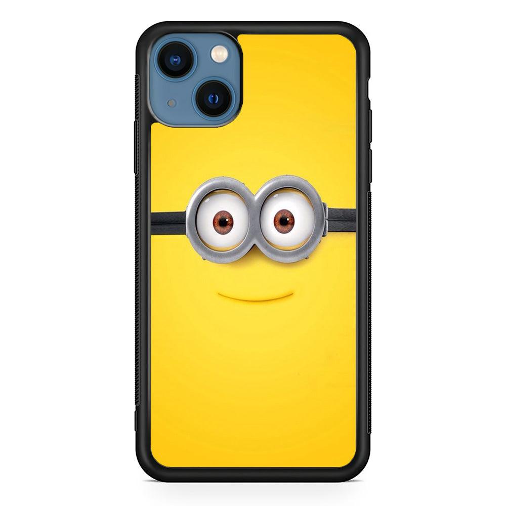 Minion Smiley Face iPhone 13 Case-Rubber / Black (2D Case)-Xtracase