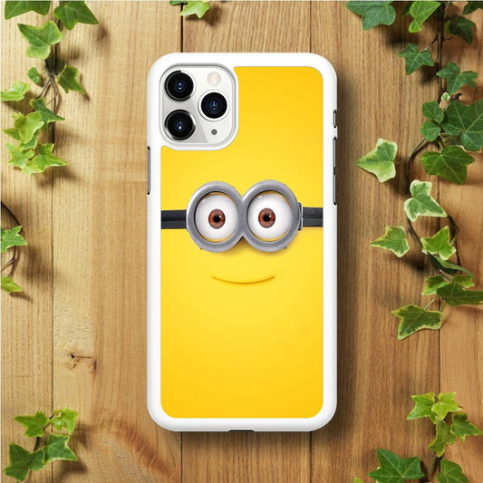 Minion Smiley Face iPhone 11 Pro Case-Rubber / White (2D Case)-Xtracase