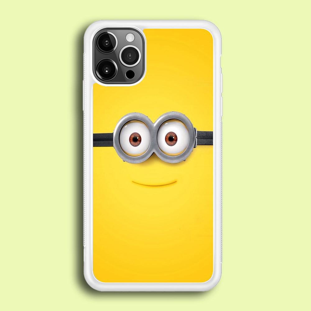 Minion Smiley Face iPhone 12 Pro Case-Rubber / White (2D Case)-Xtracase