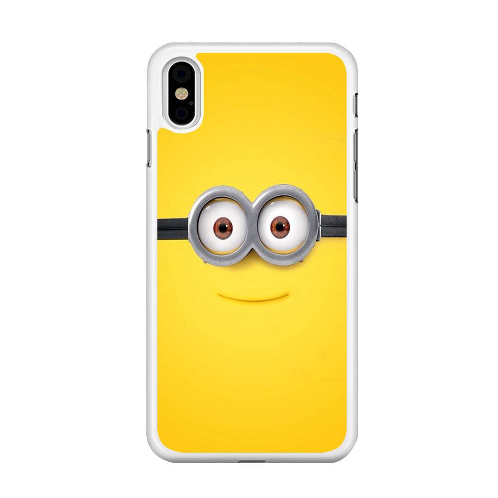 Minion Smiley Face iPhone Xs Case-Rubber / White (2D Case)-Xtracase