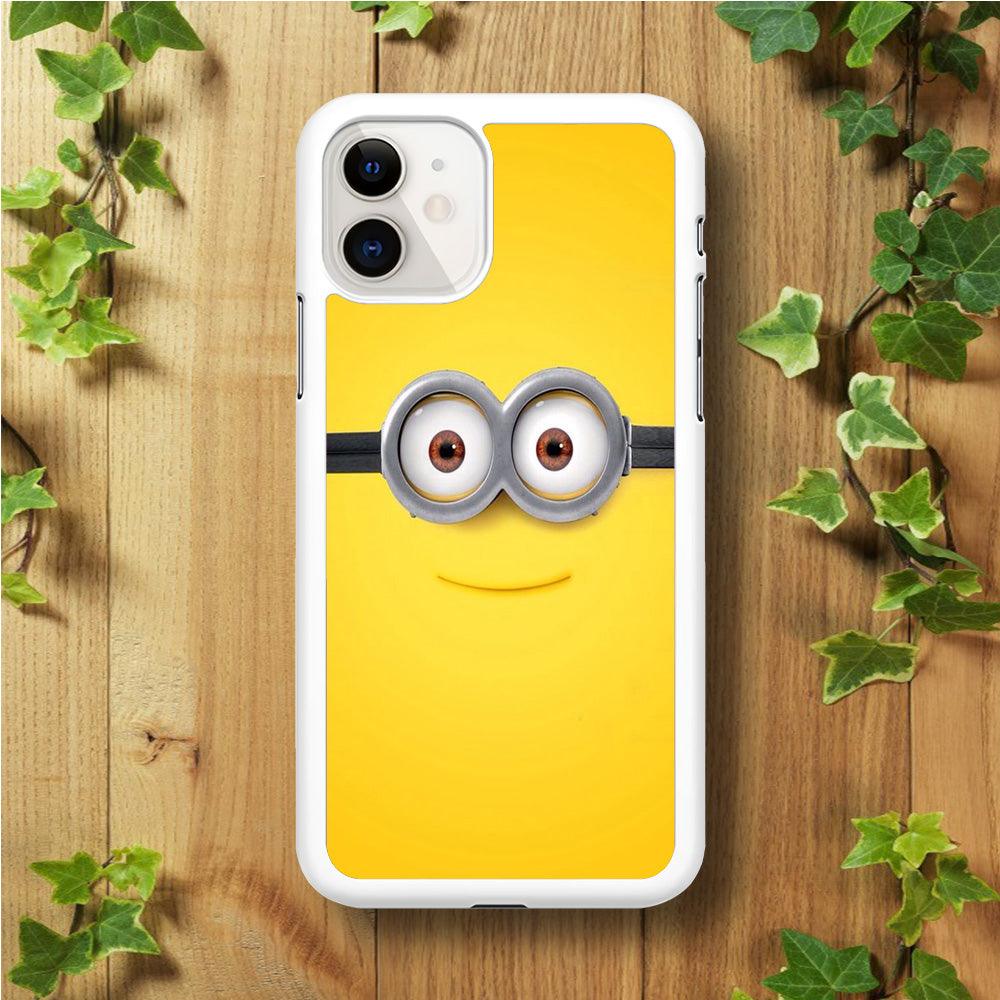 Minion Smiley Face iPhone 11 Case-Rubber / White (2D Case)-Xtracase