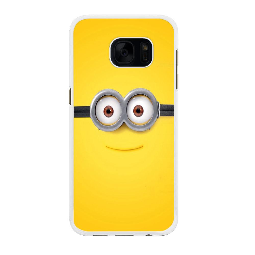 Minion Smiley Face Samsung Galaxy S7 Edge Case-Rubber / White (2D Case)-Xtracase