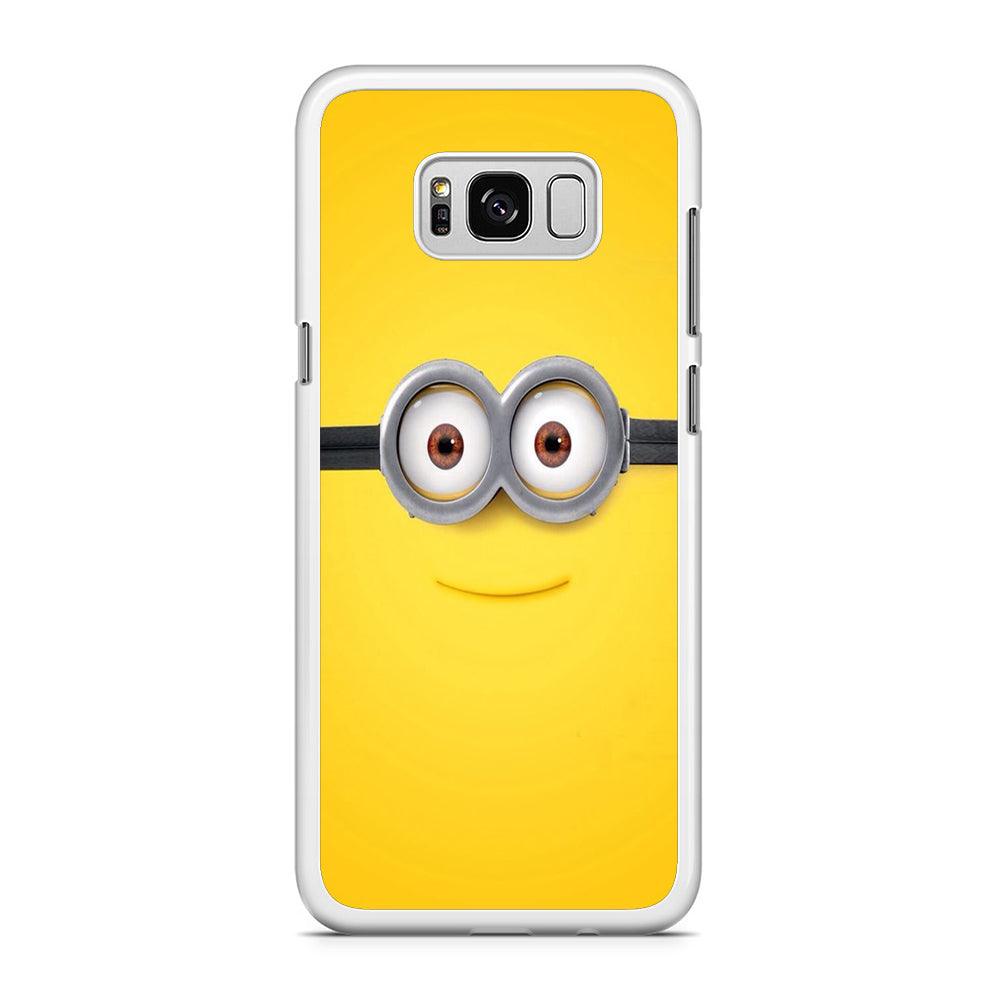 Minion Smiley Face Samsung Galaxy S8 Case-Rubber / White (2D Case)-Xtracase