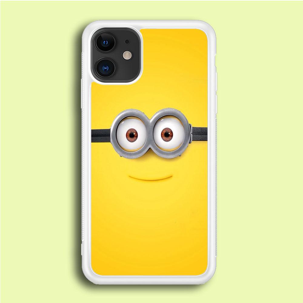 Minion Smiley Face iPhone 12 Case-Rubber / White (2D Case)-Xtracase