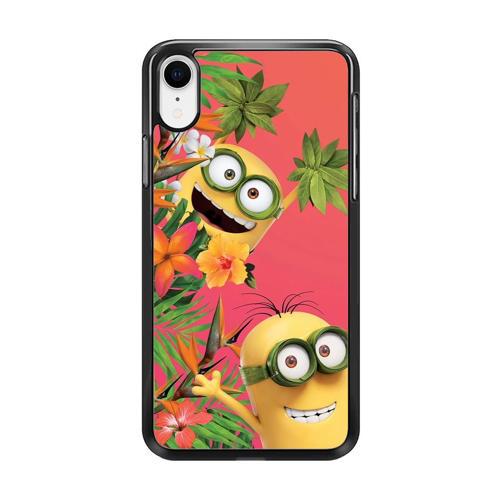 Minions Hide in The Bush iPhone XR Case-Rubber / Black (2D Case)-Xtracase
