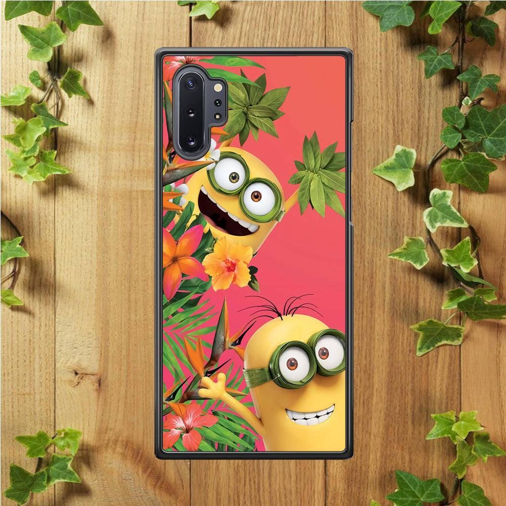 Minions Hide in The Bush Samsung Galaxy Note 10 Plus Case-Rubber / White (2D Case)-Xtracase