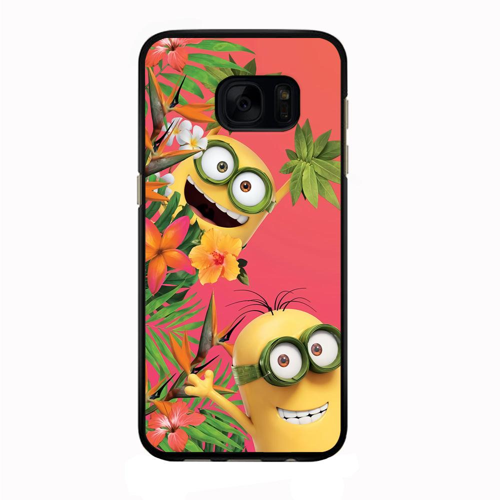 Minions Hide in The Bush Samsung Galaxy S7 Edge Case-Rubber / Black (2D Case)-Xtracase