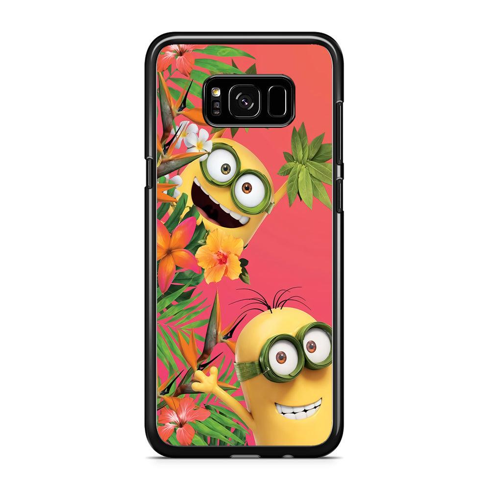 Minions Hide in The Bush Samsung Galaxy S8 Case-Rubber / Black (2D Case)-Xtracase