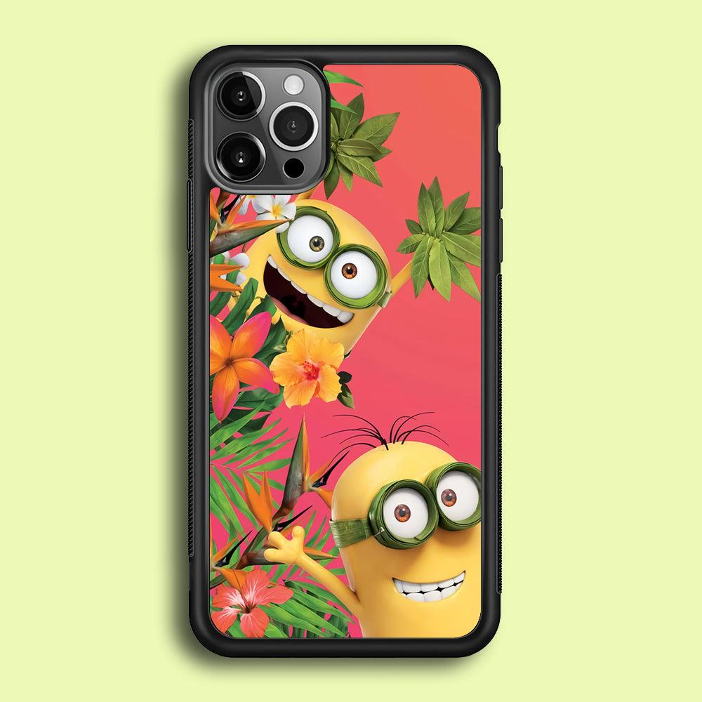 Minions Hide in The Bush iPhone 12 Pro Case-Rubber / Black (2D Case)-Xtracase