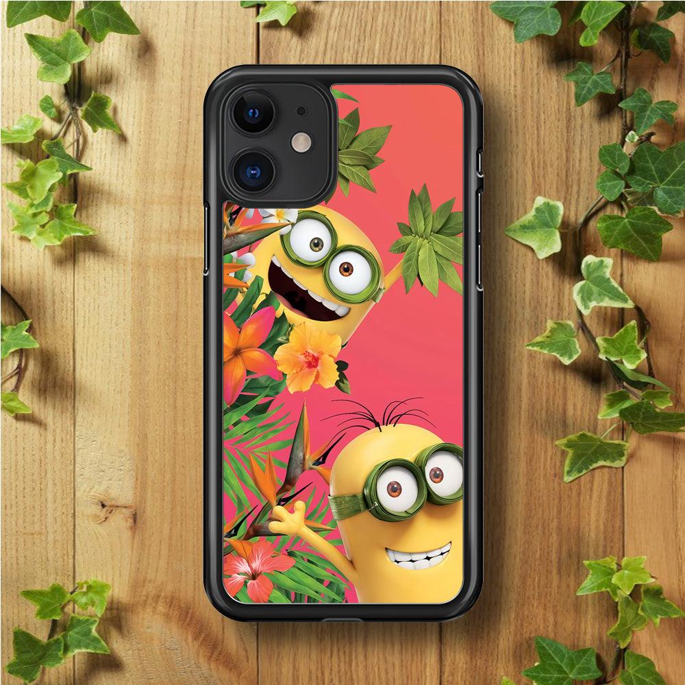 Minions Hide in The Bush iPhone 11 Case-Rubber / Black (2D Case)-Xtracase