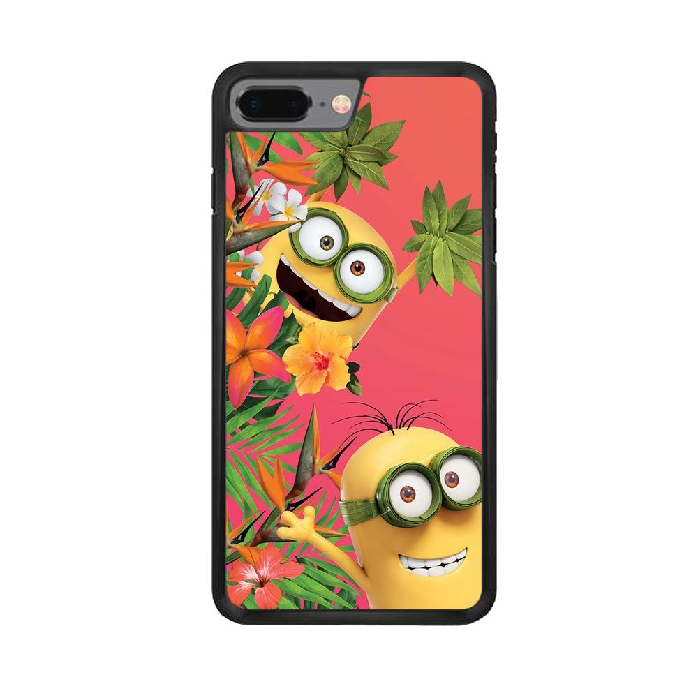Minions Hide in The Bush iPhone 7 Plus Case-Rubber / Black (2D Case)-Xtracase