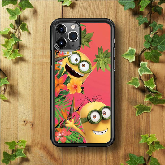 Minions Hide in The Bush iPhone 11 Pro Max Case-Rubber / Black (2D Case)-Xtracase