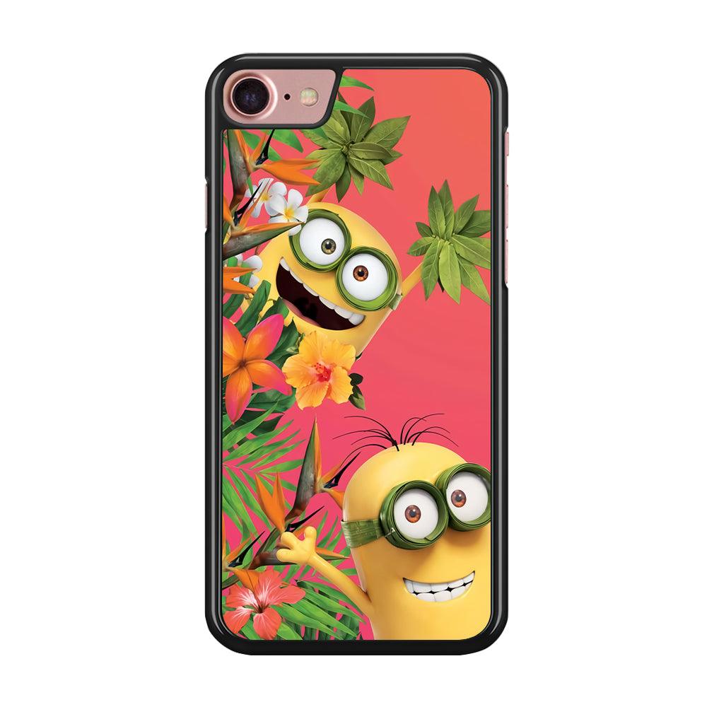 Minions Hide in The Bush iPhone 7 Case-Rubber / Black (2D Case)-Xtracase